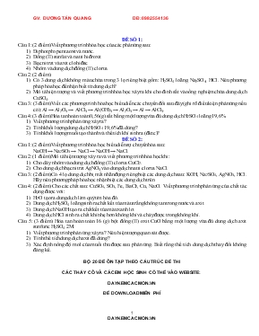 20 đề thi ôn hóa kì I môn hóa học lớp 9